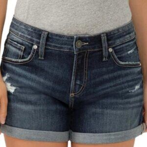 Silver Boyfriend Distressed Shorts